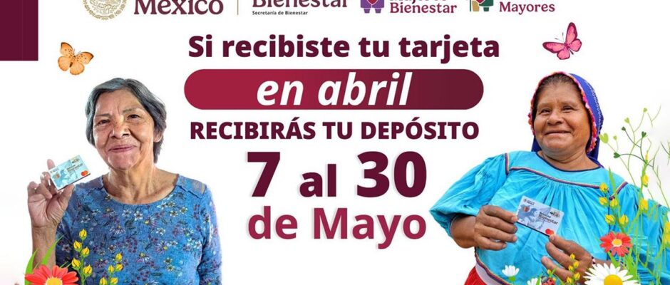 Inicia el 7 de mayo el pago de pensiones del bienestar. Consulta el calendario completo y montos para adultos mayores y otros programas sociales